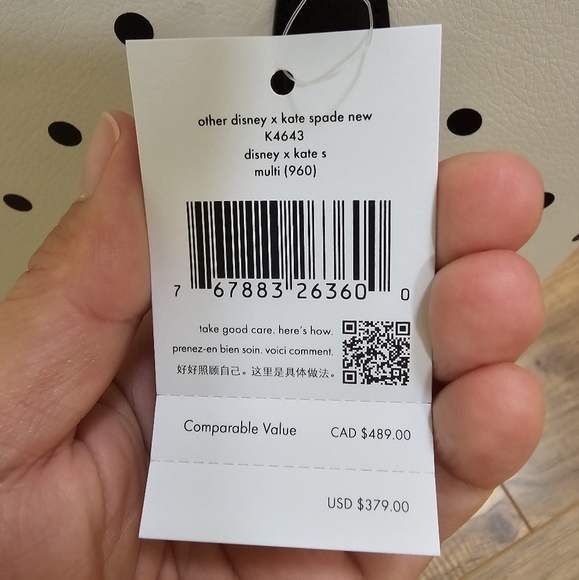 DisneyxKate Spade Minnie Mouse tote reversible black polka dot+matching wallet - Picture 7 of 12